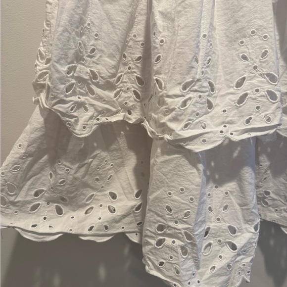 Zara White One-Shoulder Eyelet Tiered Dress - Picture 2 of 5